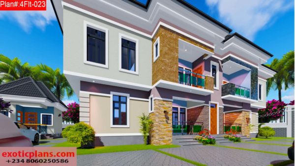 4 unit of 2 bedroom flat plan in nigeria