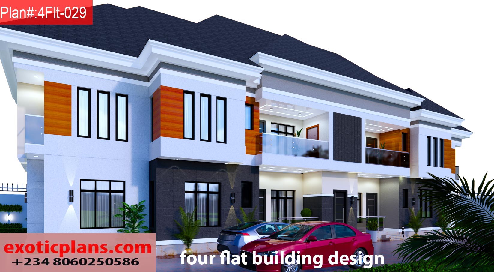 4 flats Building Plan design