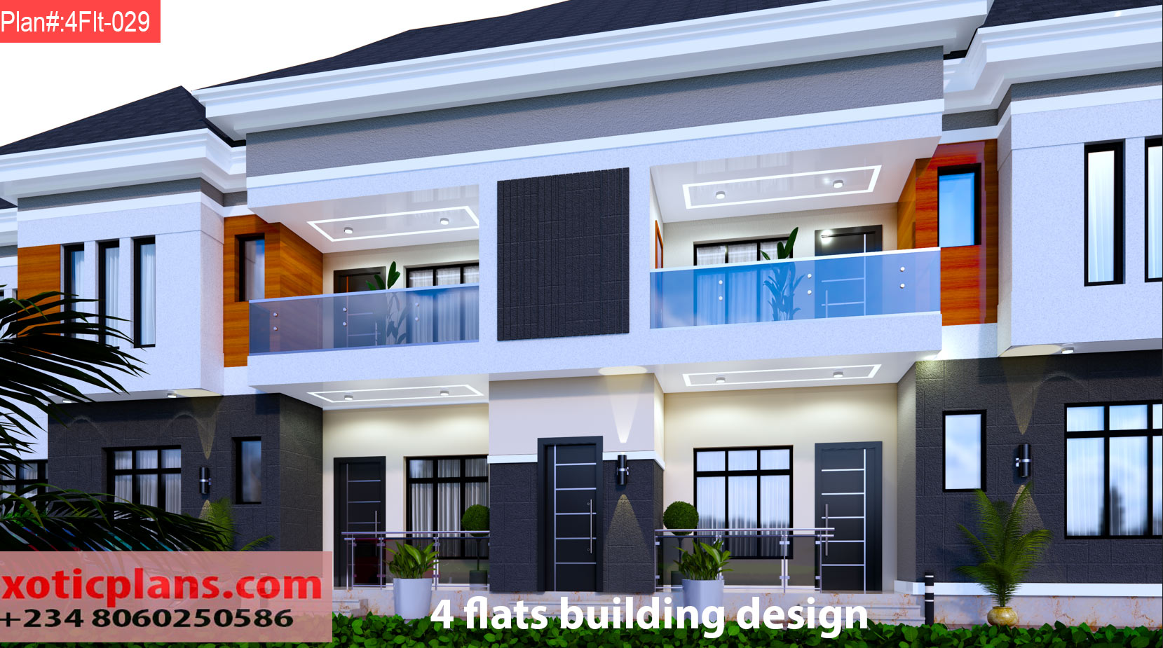 4 flats Building Plan