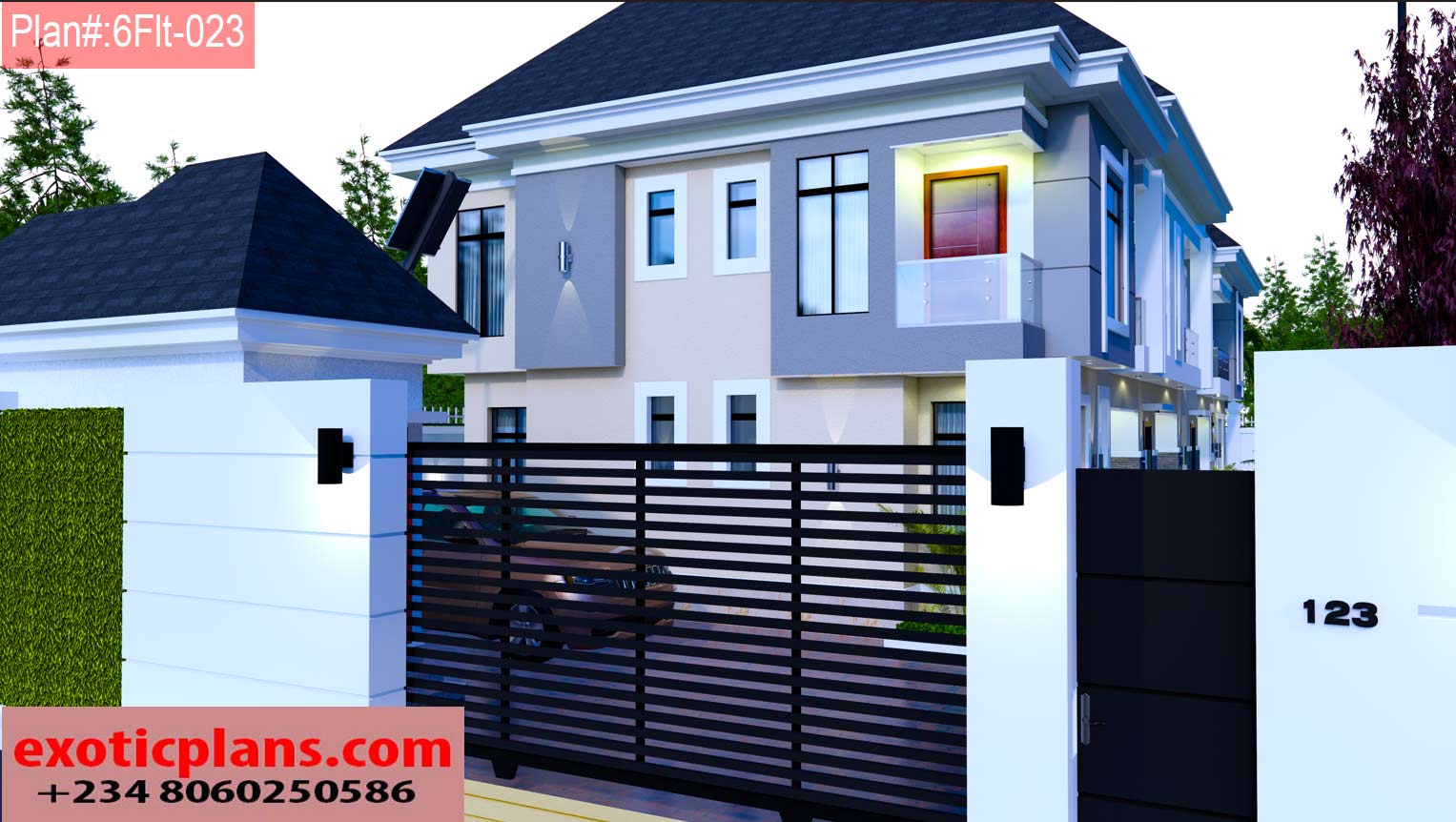 house plan design of 6-flat residential building